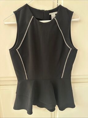 H&M Black Peplum Top with Silver Trim